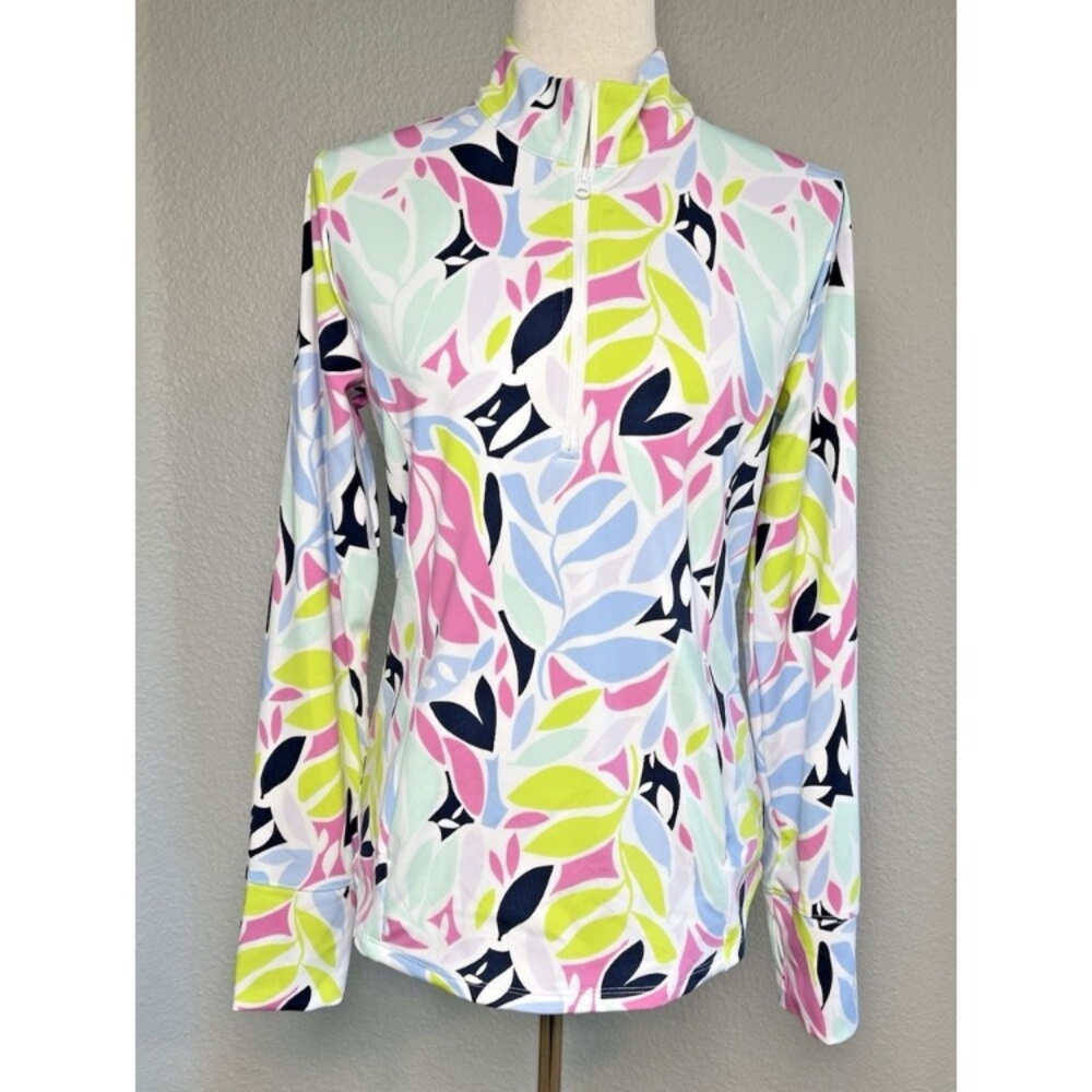 Tommy Bahama Golf Pullover 1/2 zip floral front pockets and thumb holes size XS